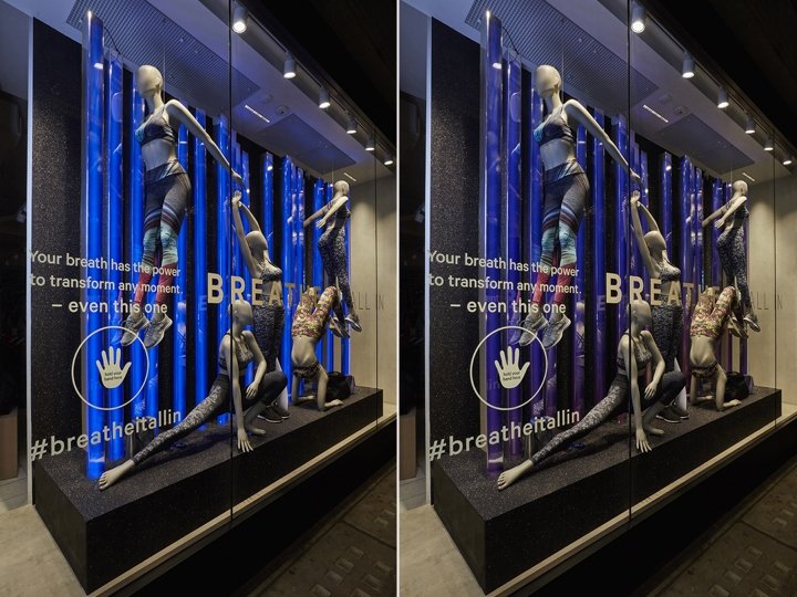 Lucky Fox 为 Lululemon 设计的“呼吸一切”橱窗，英国伦敦