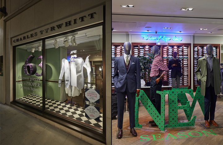 英国伦敦 Lucky Fox 的 Charles Tyrwhitt 橱窗展示