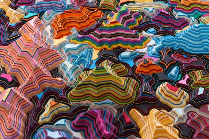 雅各布·利里 (Jacob Leary) 创作的色彩缤纷的起伏雕塑