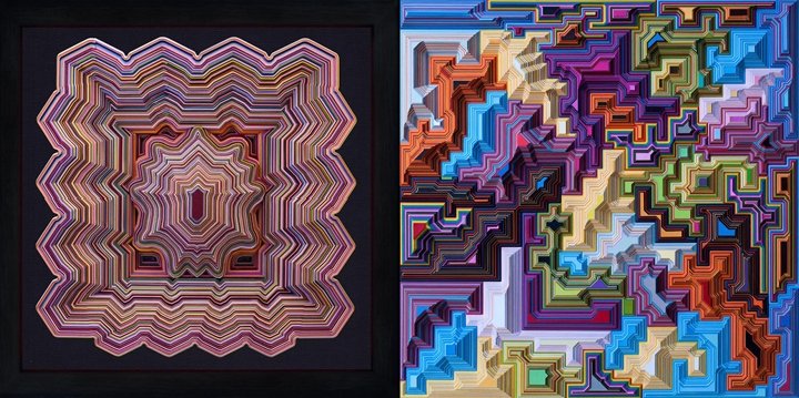 雅各布·利里 (Jacob Leary) 创作的色彩缤纷的起伏雕塑