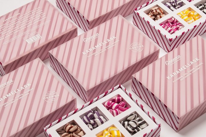 瑞典学生制作的 Grenna Polkagriskokeri 糖果包装 瑞典学生制作的 Grenna Polkagriskokeri 糖果包装