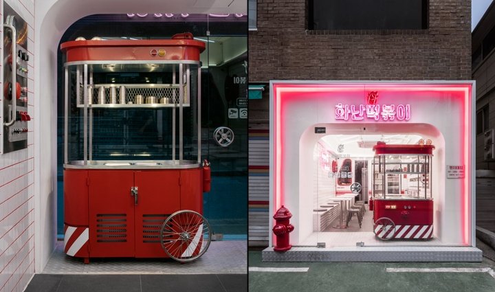 Hwanan Tteok-bbokki 摊位由 Flymingo Design 设计，韩国首尔