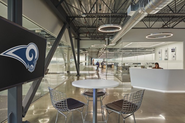 洛杉矶公羊队总部由 HKS 设计，位于加利福尼亚州阿古拉山