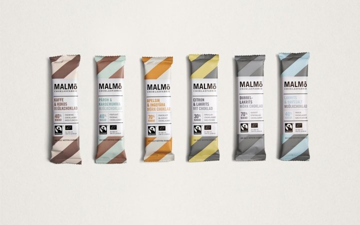 Pond Design 设计的 Malmö Chokladfabrik Bars & Cones 包装
