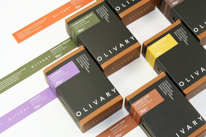 Paul Cartwright Branding 设计的 Olivary Fine Soaps 包装