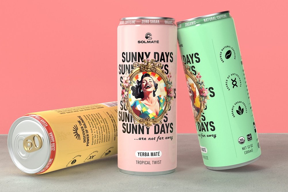 Solmaté Sunny Days Yerba Maté 饮料，由 Matrafox studio 制作