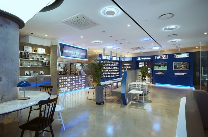 索尼 PlayStation 休息室，由 IMA 工作室设计，韩国首尔