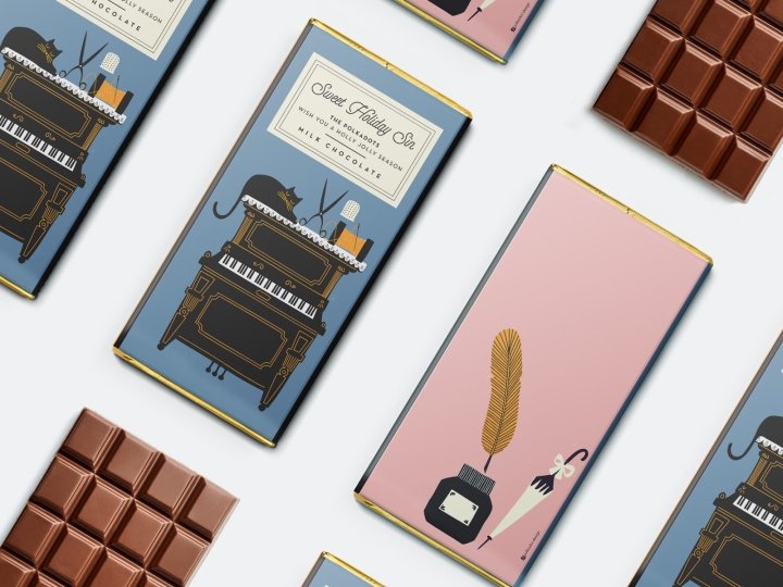 Sweet Holiday Sin 巧克力包装，​​由 polkadot 设计