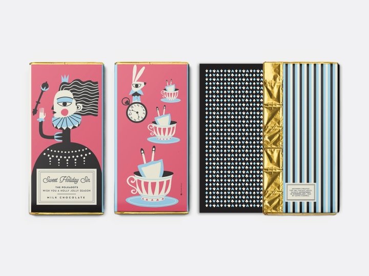 Sweet Holiday Sin 巧克力包装，​​由 polkadot 设计