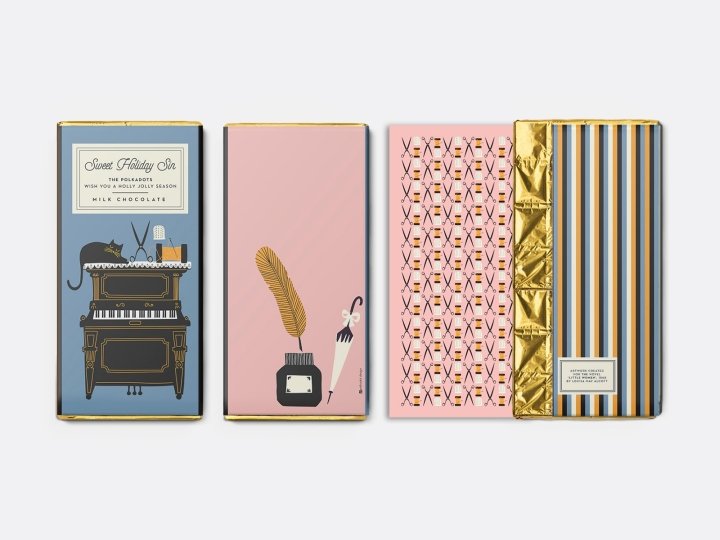 Sweet Holiday Sin 巧克力包装，​​由 polkadot 设计