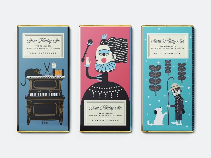 Sweet Holiday Sin 巧克力包装，​​由 polkadot 设计