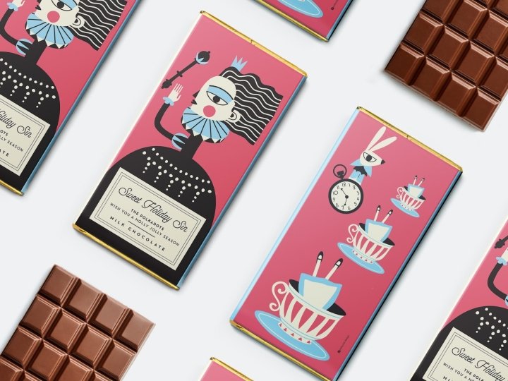 Sweet Holiday Sin 巧克力包装，​​由 polkadot 设计