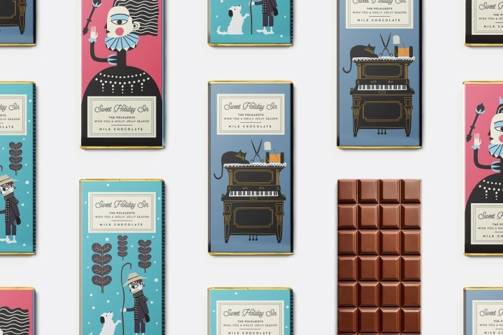 Sweet Holiday Sin 巧克力包装，​​由 polkadot 设计