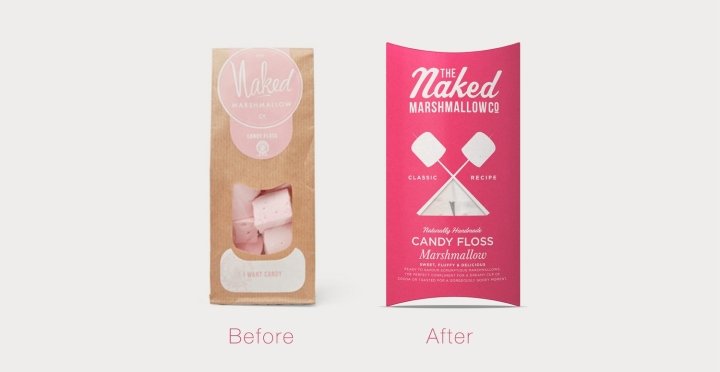 The Naked Marshmallow 联合品牌和包装设计由 Design Happy 设计