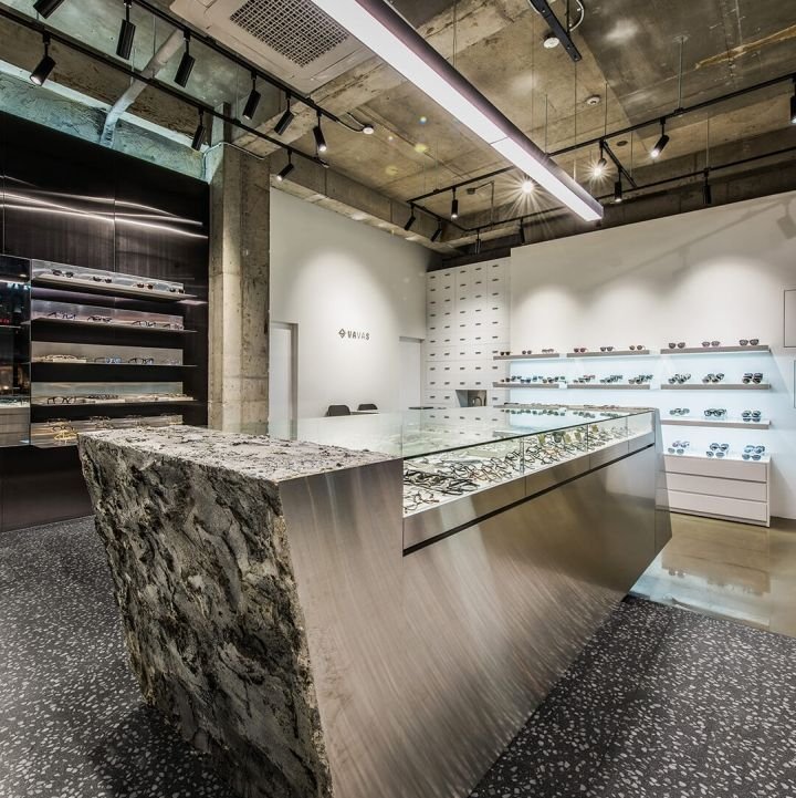 Vavas 眼镜店，由 Niiiz Design Lab 设计，位于首尔江南区论岘洞