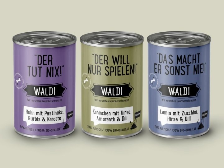 TIBOR+ 的 WALDI 狗粮包装