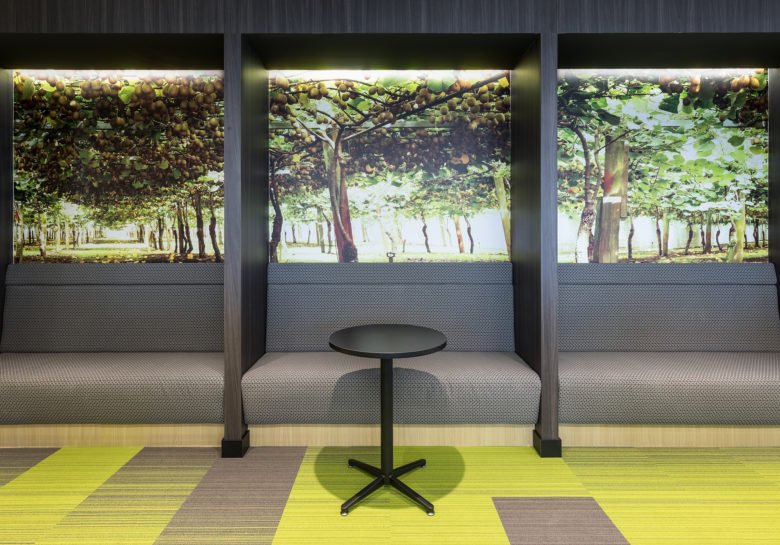 佳沛在上海的新办公室以奇异果为灵感。 佳沛在上海的新办公室以奇异果为灵感。