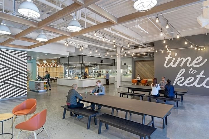 Gensler 设计的 eBay 办公室自助餐厅，圣何塞 – 加利福尼亚州