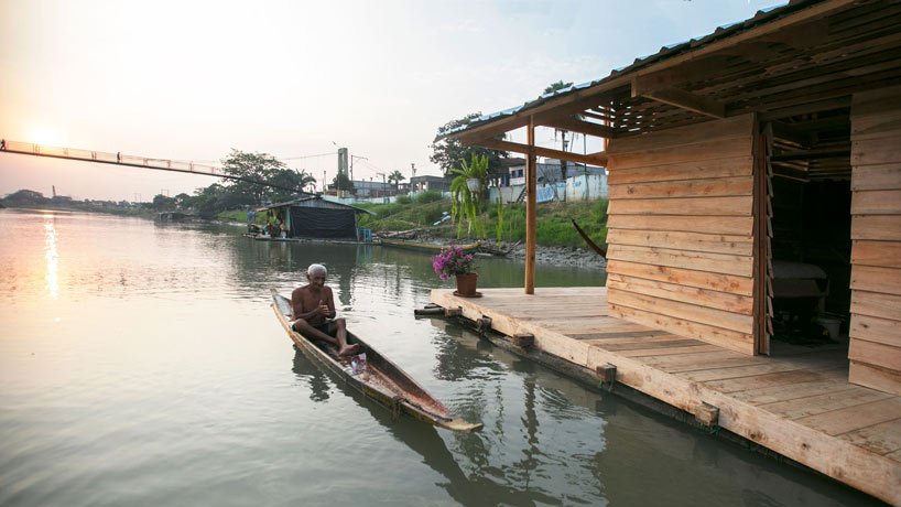 natura futura + juan carlos bamba 设计的渔民避难所漂浮在厄瓜多尔的一条河上