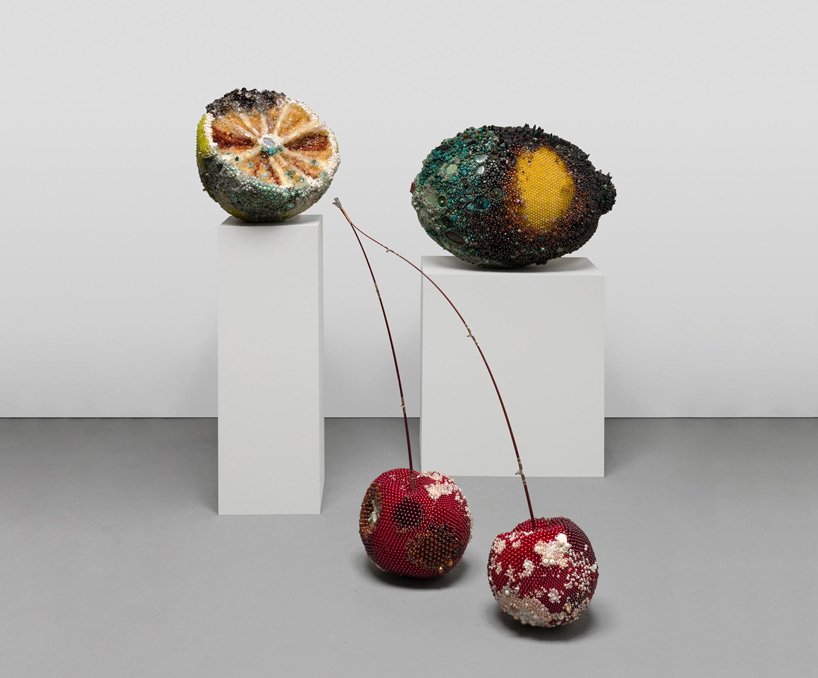 凯瑟琳·瑞安 (Kathleen Ryan) 的宝石般的腐烂水果雕塑在业力画廊 (Karma Gallery) 在线展出