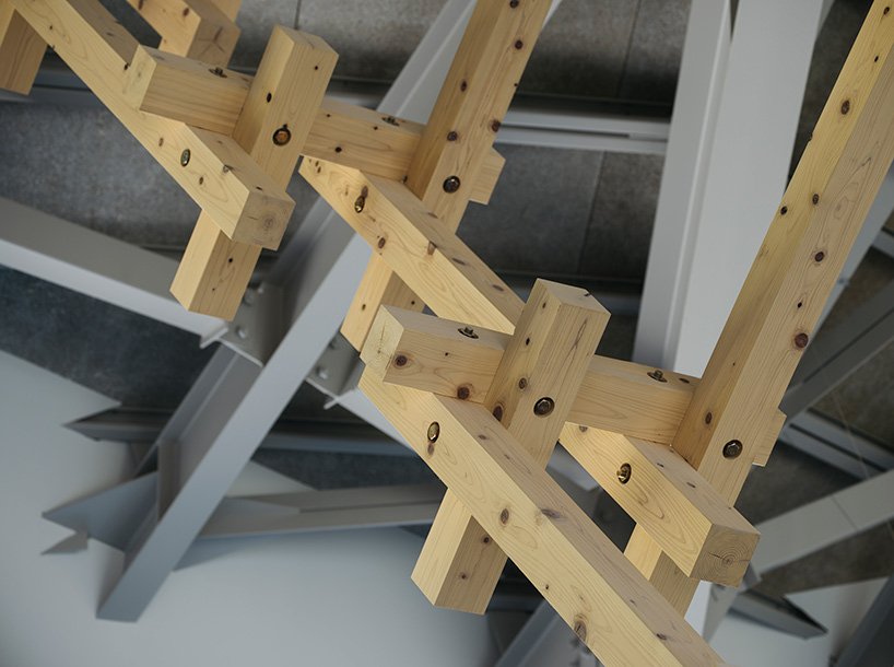 隈研吾建筑事务所设计的雪峰陆地站反映了白马的山峰