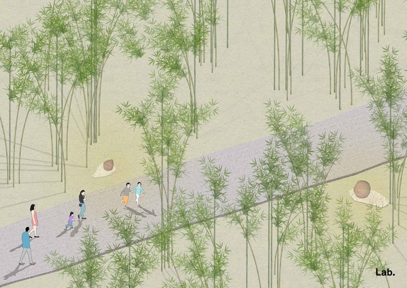 实验室。为中国风景区引入巨大的竹棚和巢状结构