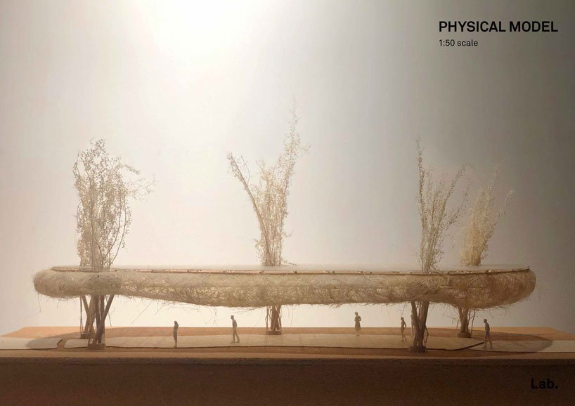 实验室。为中国风景区引入巨大的竹棚和巢状结构