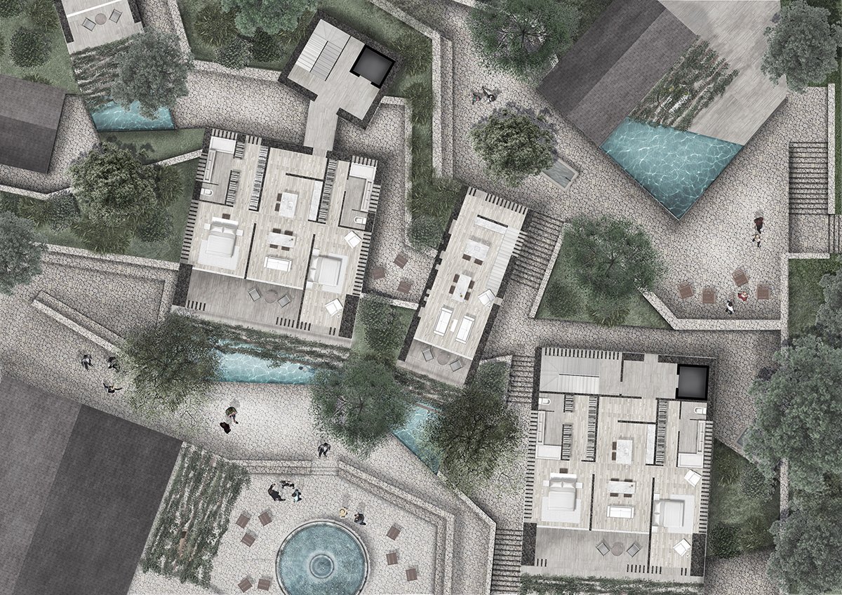 奥本海姆建筑模仿瑞士的山坡村庄，设有马焦雷湖休养所