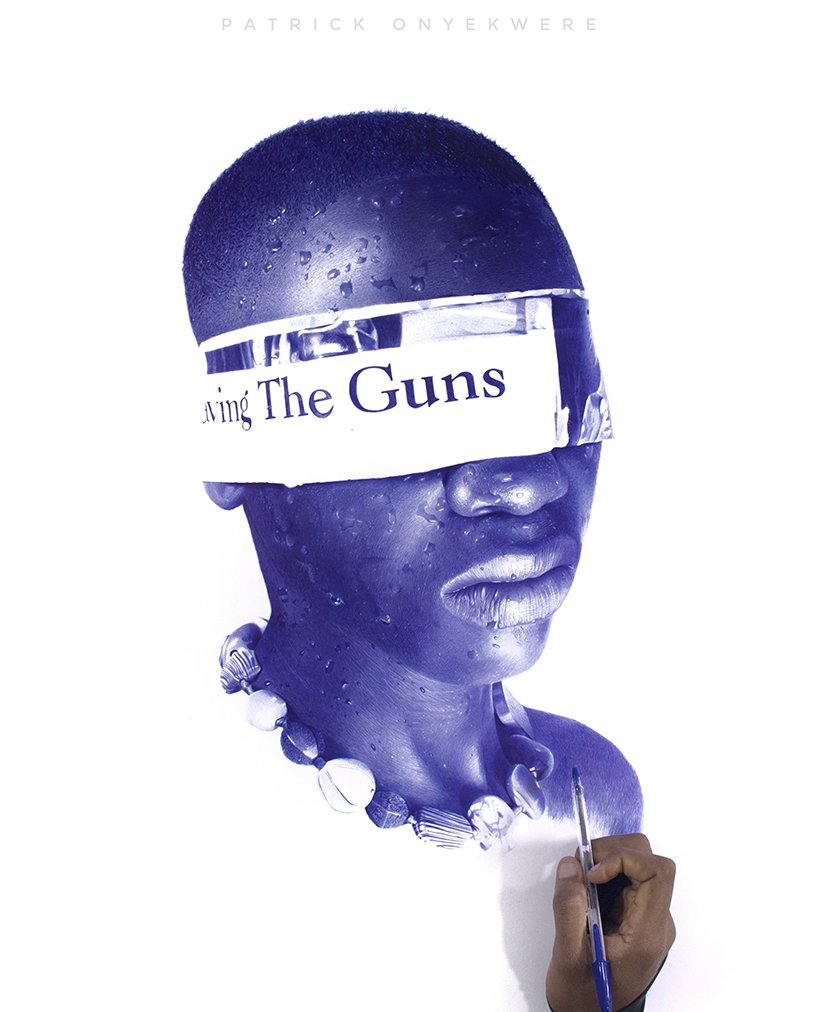 patrick onyekwere 用圆珠笔创作超写实肖像