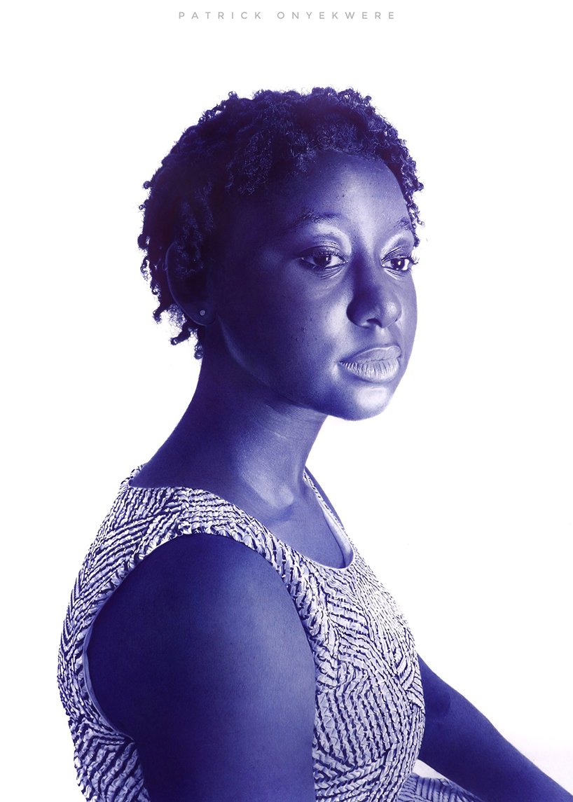 patrick onyekwere 用圆珠笔创作超写实肖像