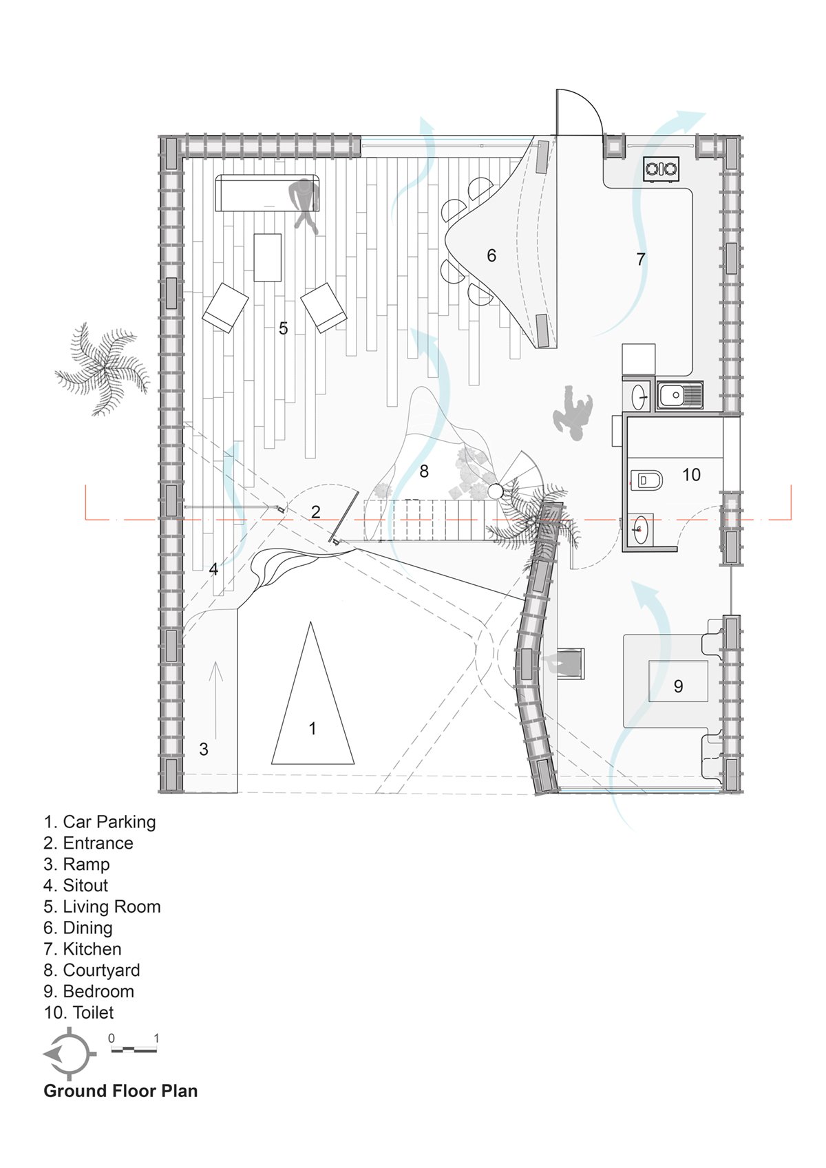 发光、起伏的砖砌结构定义了印度墙工的旋转屋
