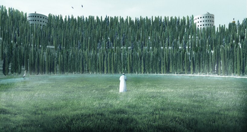 米兰的圣西罗体育场被想象为一座树木繁茂的纪念碑，纪念 COVID-19 的受害者