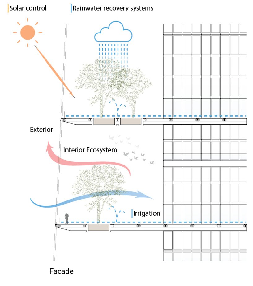 lissoni casal ribeiro 为纽约市提出了一个带有巨大平台花园的摩天大楼生态系统