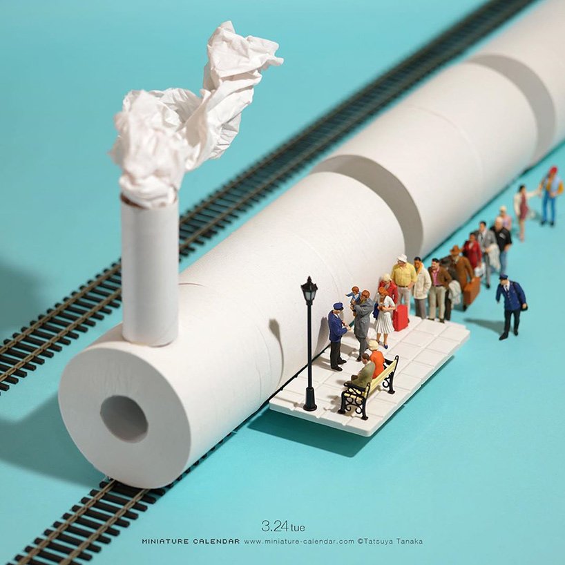 田中达也用口罩和家居用品创造出逃避现实的微型场景