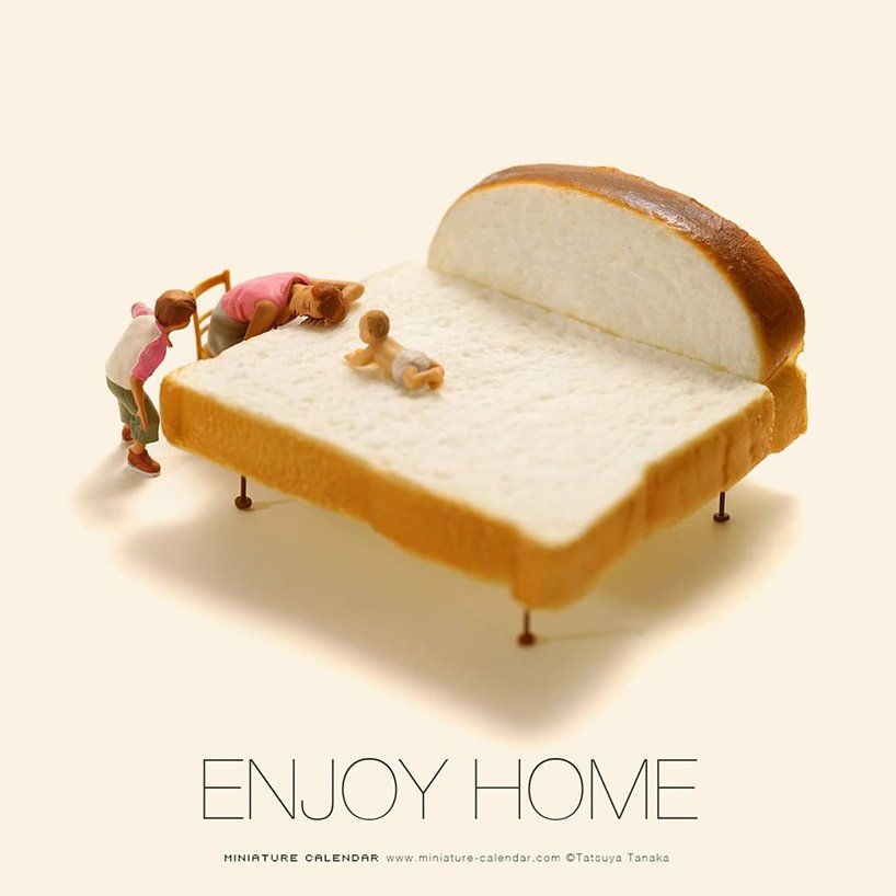 田中达也用口罩和家居用品创造出逃避现实的微型场景