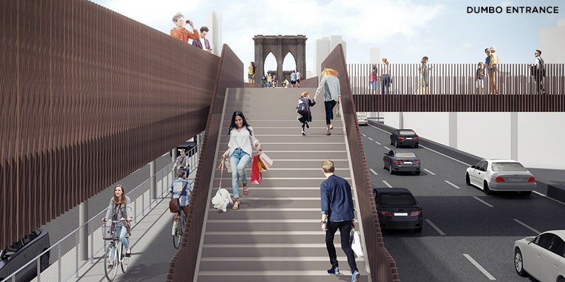 hyuntek yoon 重新思考布鲁克林大桥的高架人行道和自行车道