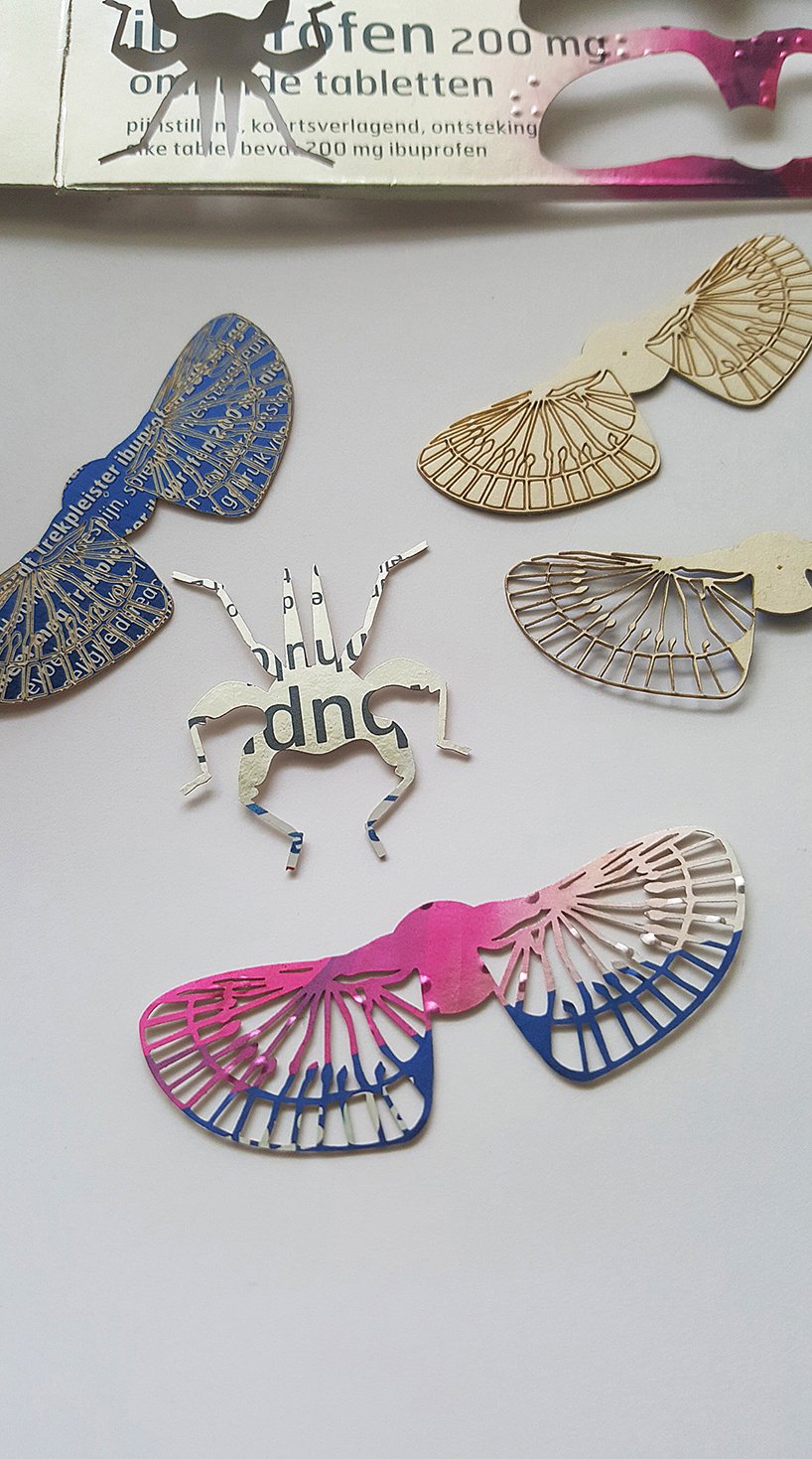 梅雷尔·斯洛瑟尔（merel slootheer）制作的复杂的纸昆虫运送处方药