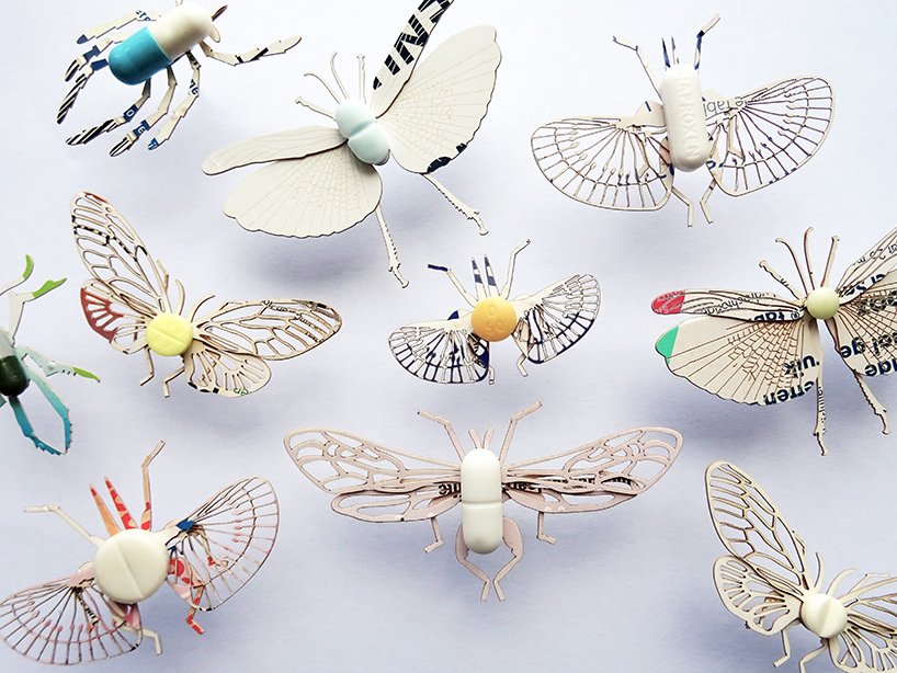 梅雷尔·斯洛瑟尔（merel slootheer）制作的复杂的纸昆虫运送处方药