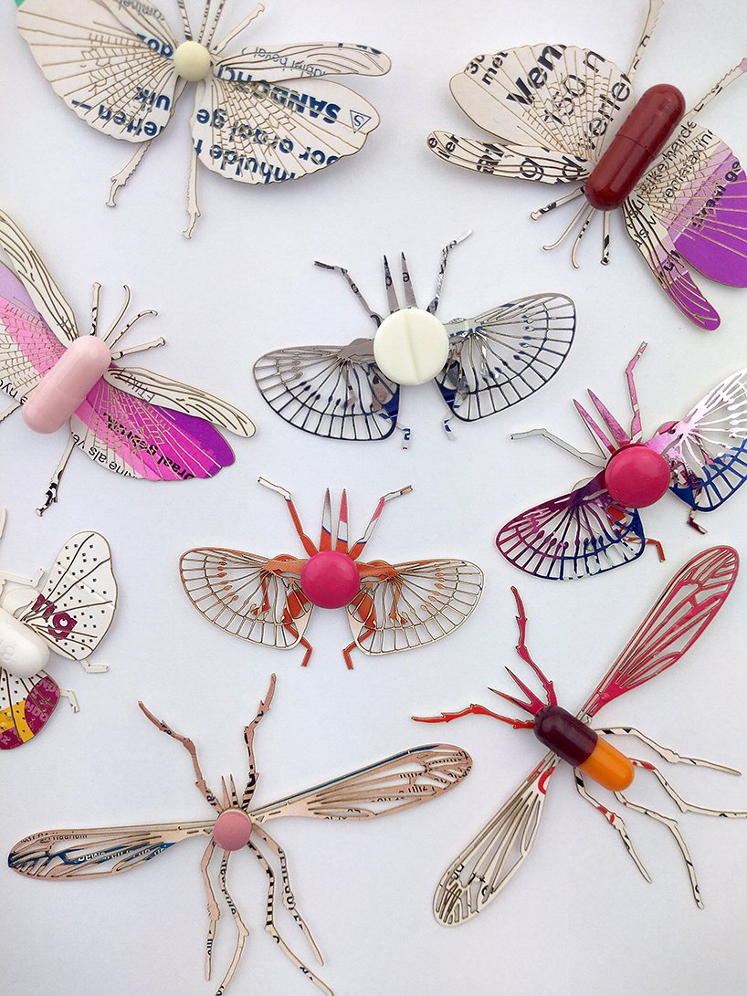 梅雷尔·斯洛瑟尔（merel slootheer）制作的复杂的纸昆虫运送处方药